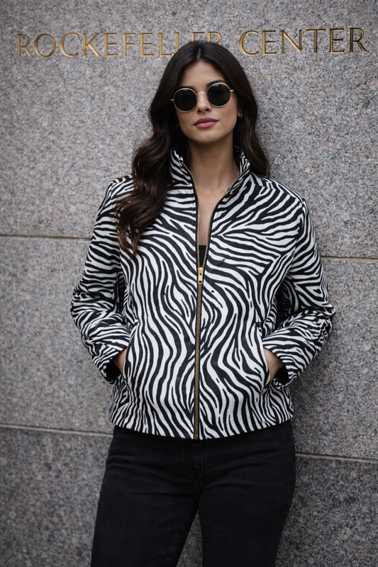 Women's African Mirage Zebra Jacket – Exotic Black & White Stripes