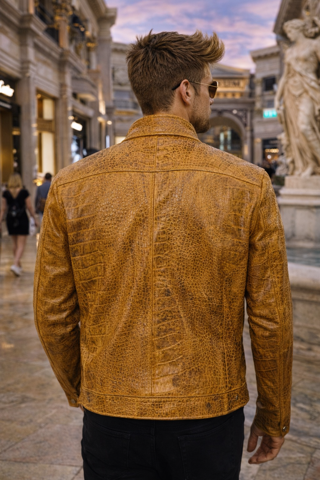 Men's Desert Ember Croc Leather Jacket