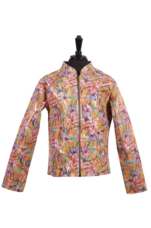 Girls Artistic Floral Pattern Jacket
