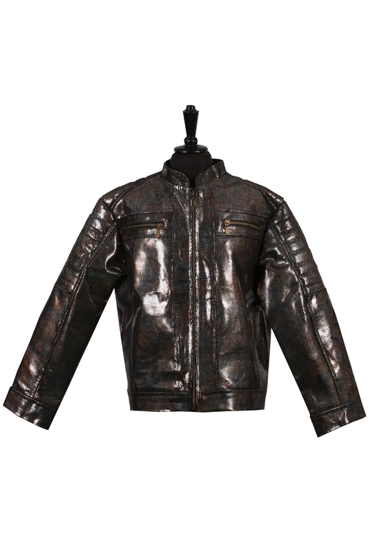 Metallic Coated Leather Jacket /kids
