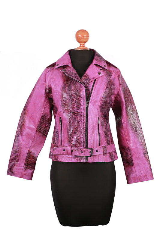 Ultra Violet Embossed Leather Moto