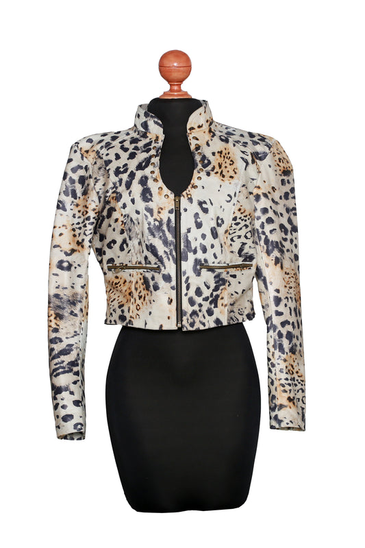 eetah Chic Zip-Up Leather Jacket