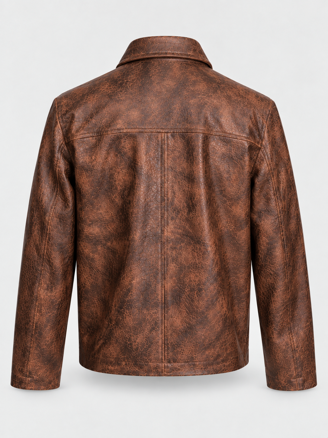 Men's Handcrafted Distressed Brown Leather Jacket — Hand-Finished Color & Texture