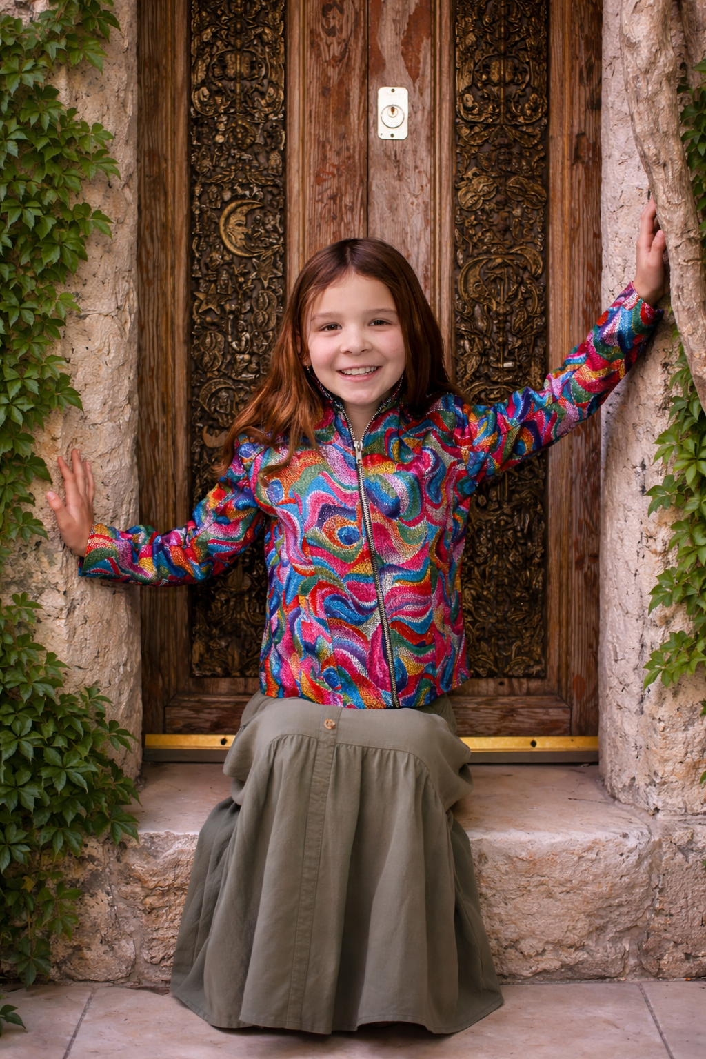 Kids Psychedelic Rainbow Swirl Leather Jacket