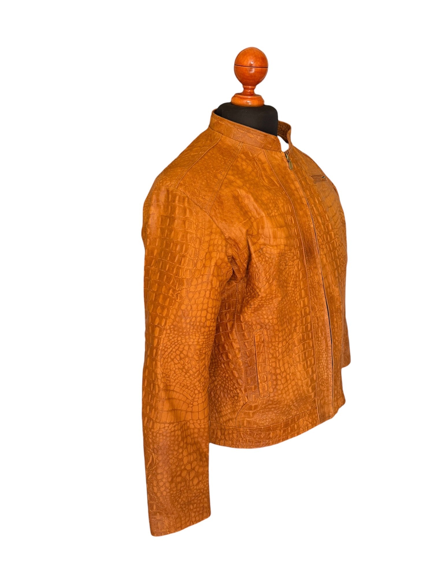 Amber crocodile embossed leather jacket near me