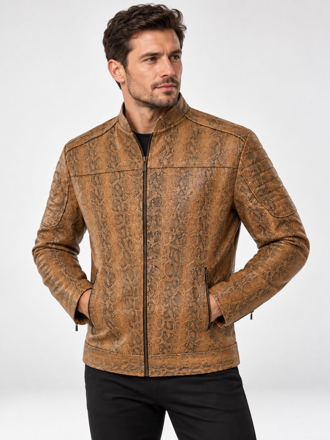 Rustic Python Texture Jacket for Men