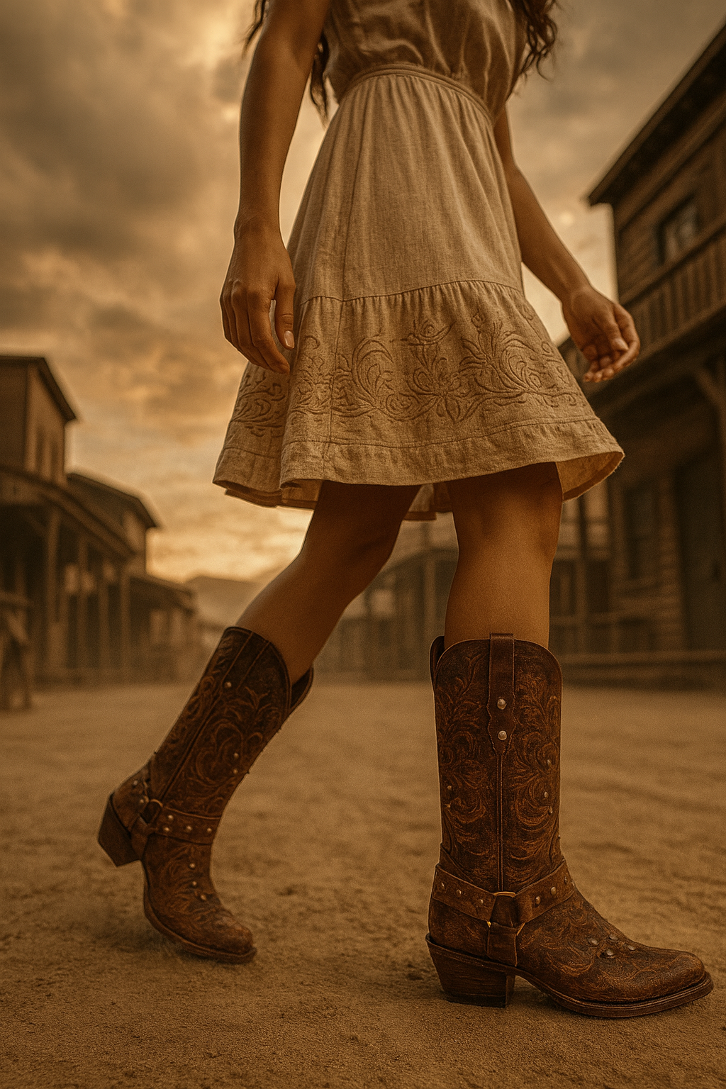 Brown Handcrafted Leather Cowboy Boot miami