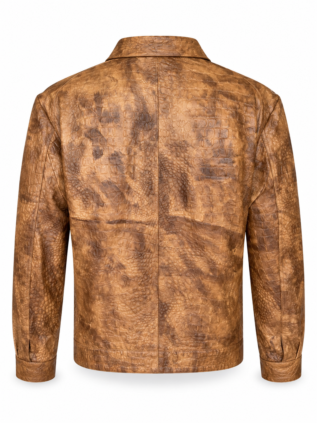 Men’s Leather Rider Jacket – Handcrafted Crocodile-Embossed