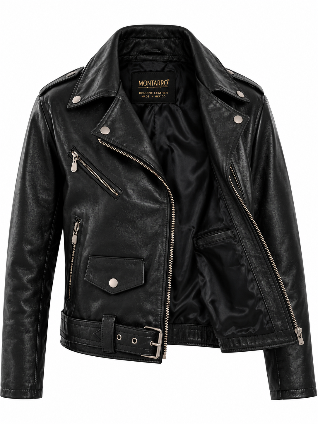 Boys’ Classic Black Genuine Leather Moto Biker Jacket chicago