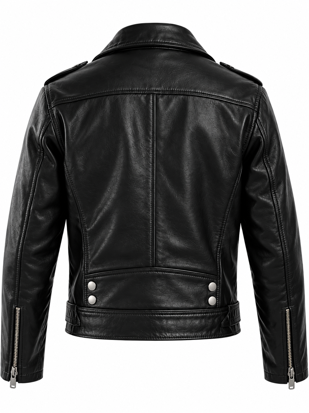 Boys’ Classic Black Genuine Leather Moto Biker Jacket denver