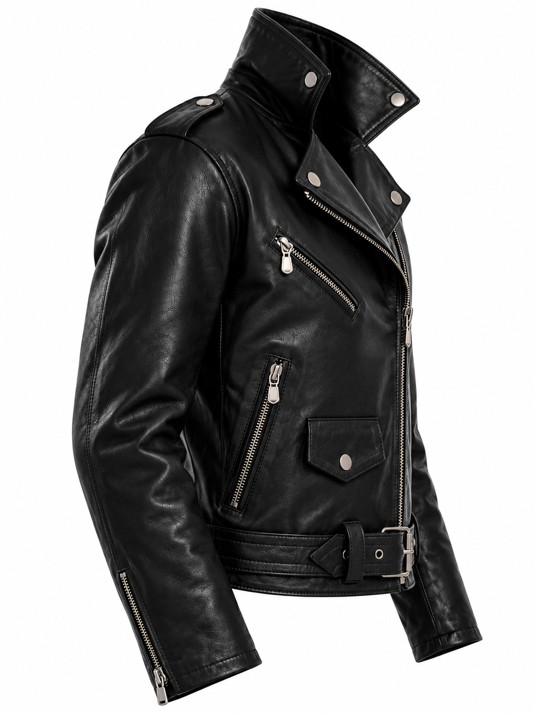 Boys’ Classic Black Genuine Leather Moto Biker Jacket los angeles