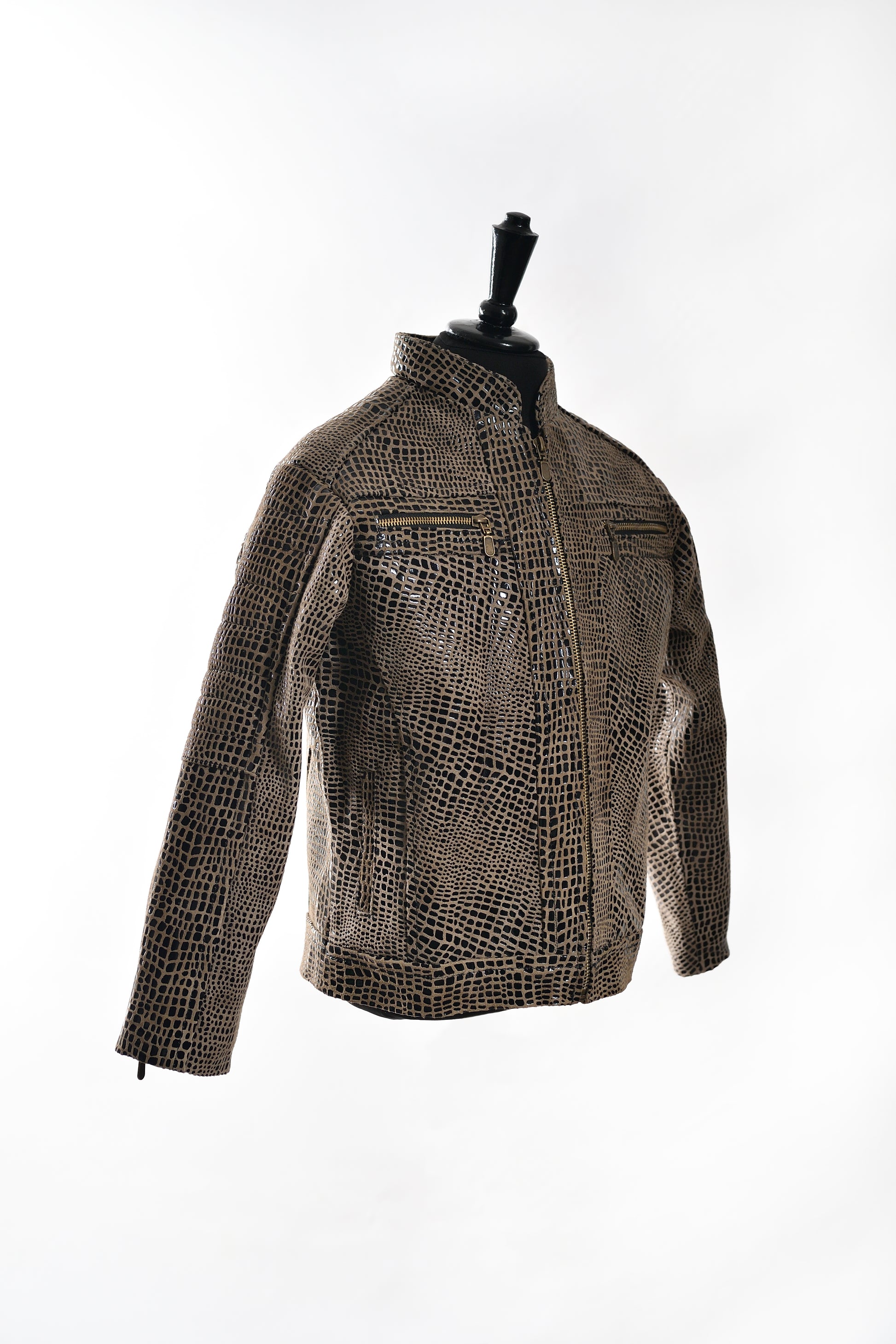 Boys Reptile-Pattern Leather Racer Jacket near me
