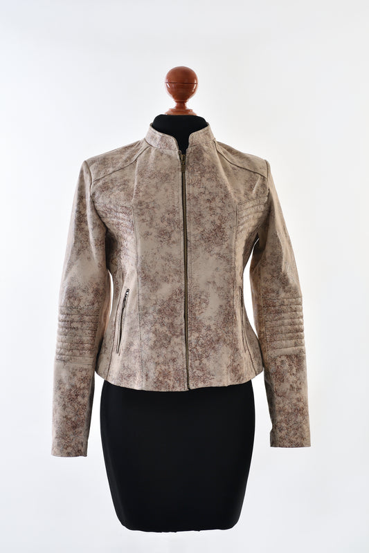 Powdered Blush Moto Jacket with Subtle Texture