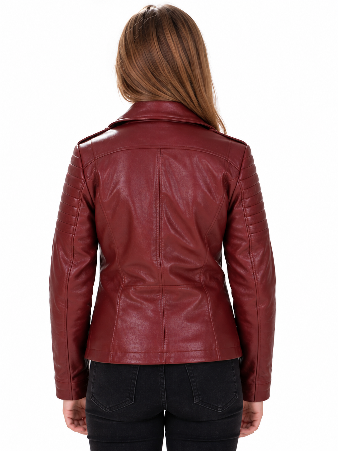 Burgundy Rebel — Girls’ Genuine Leather Moto Jacket
