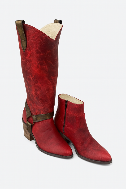 Rust Red 2-in-1 Distressed Ankle