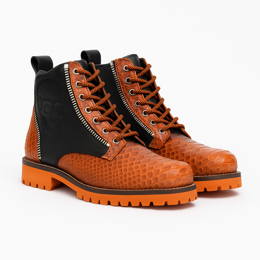 Genuine Python Skull Boots