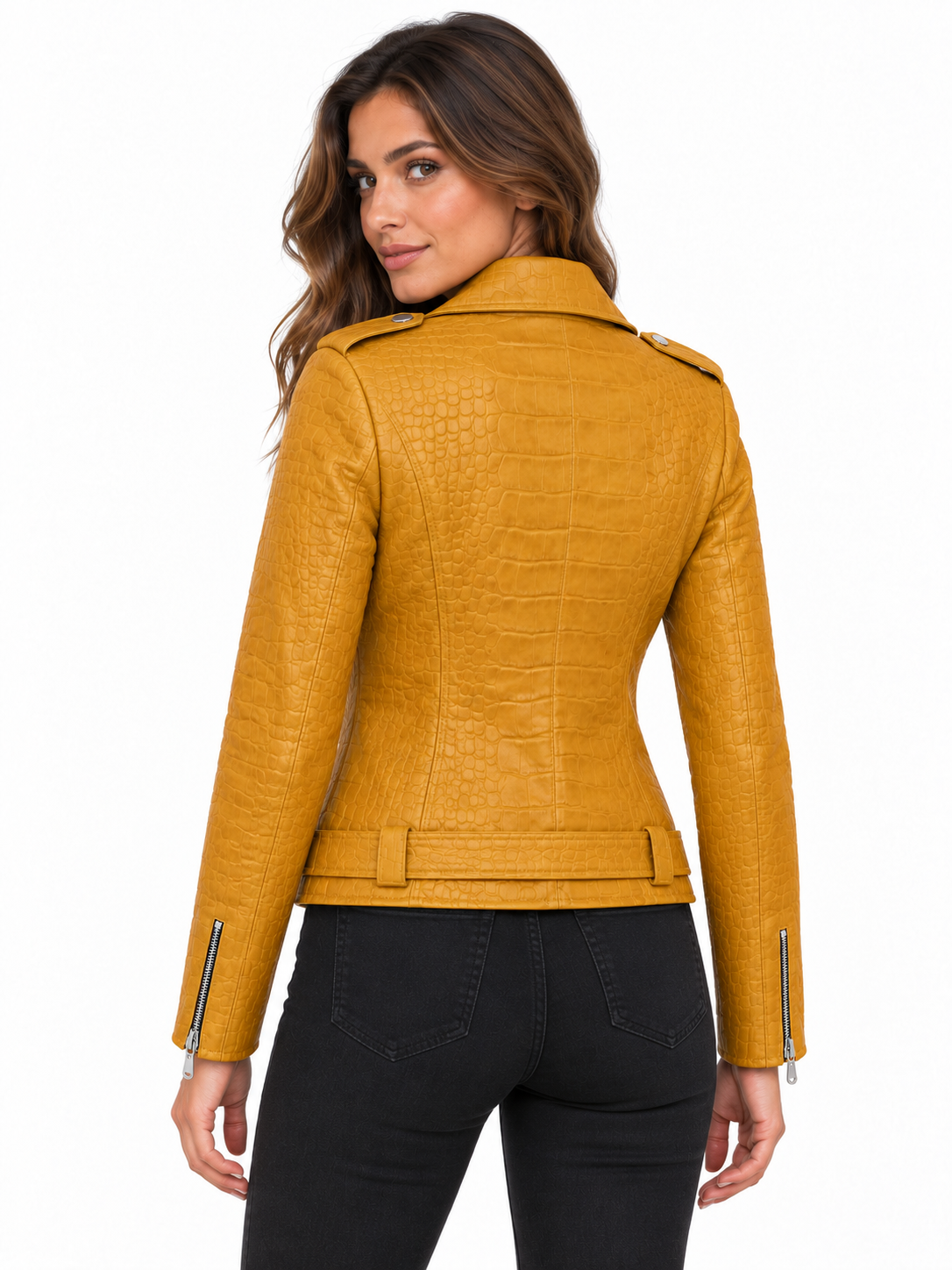 Women's Urban Edge Yellow Croc-Embossed Jacket