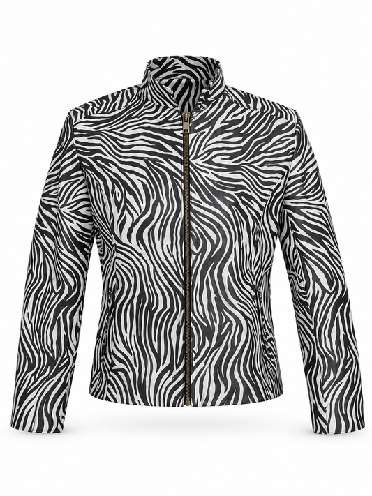 Women's African Mirage Zebra Jacket – Exotic Black & White Stripes