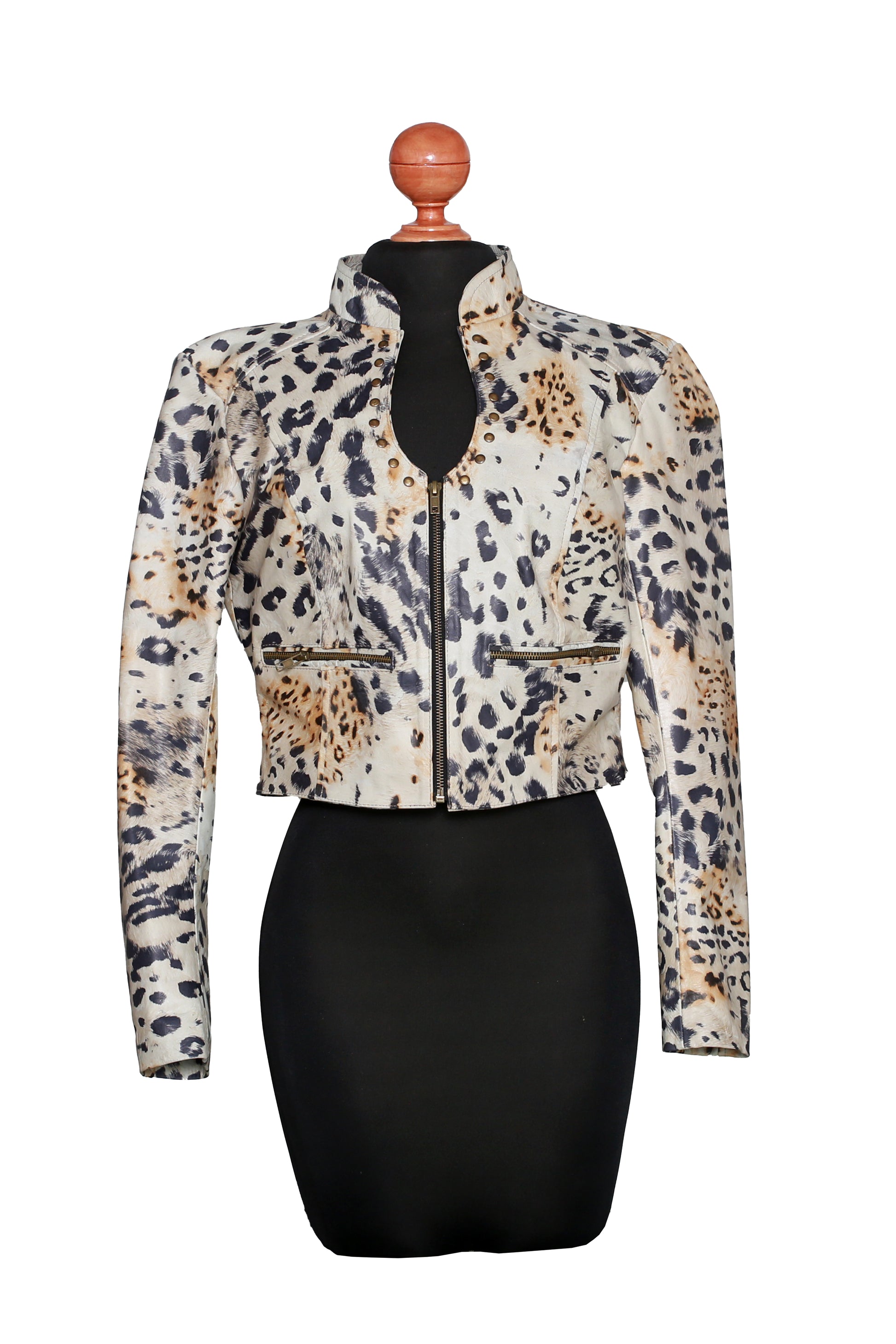 Cheetah Chic Zip-Up Leather Jacket