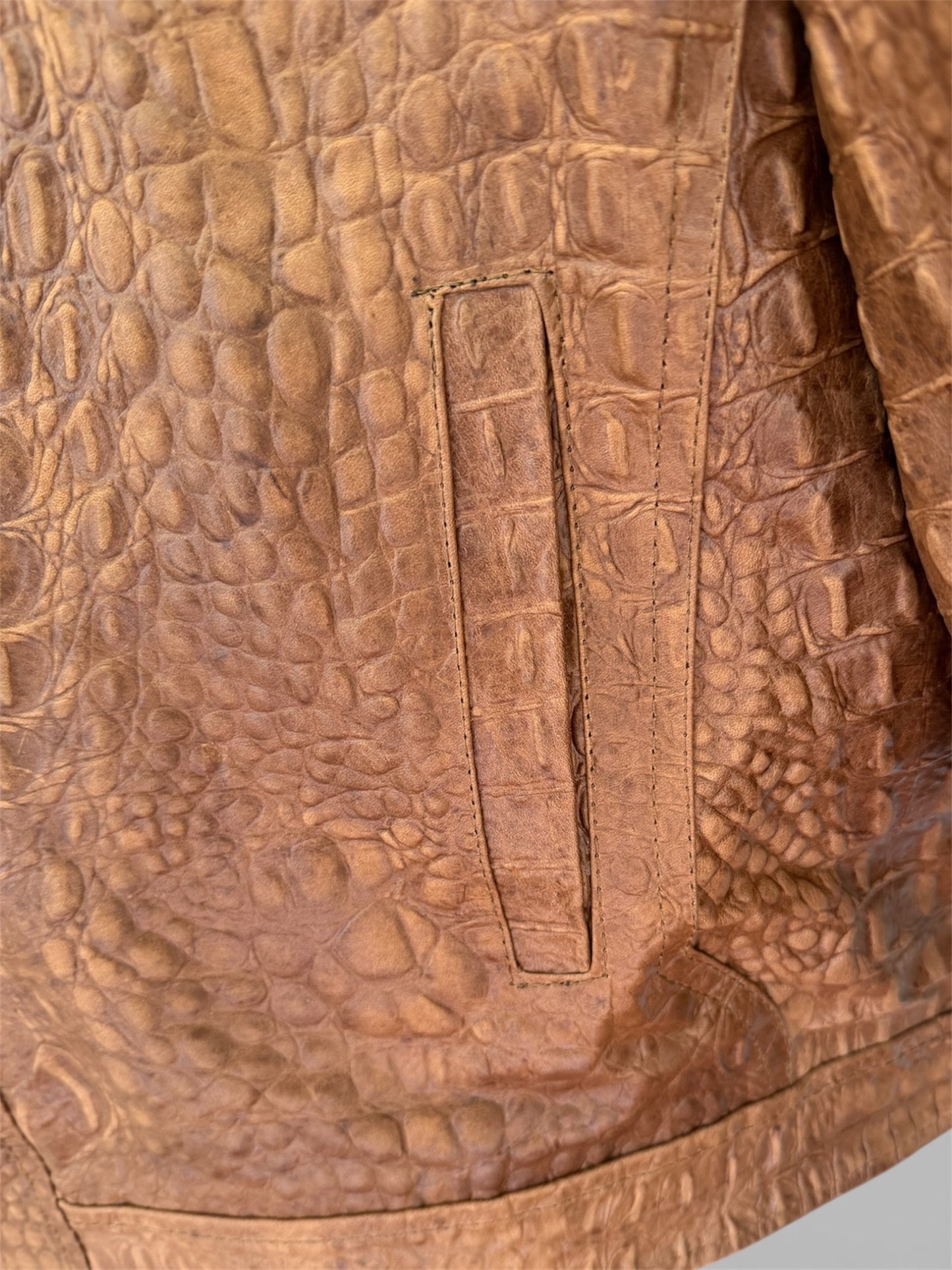 Crocodile Embossed Leather Jacket for Men denver