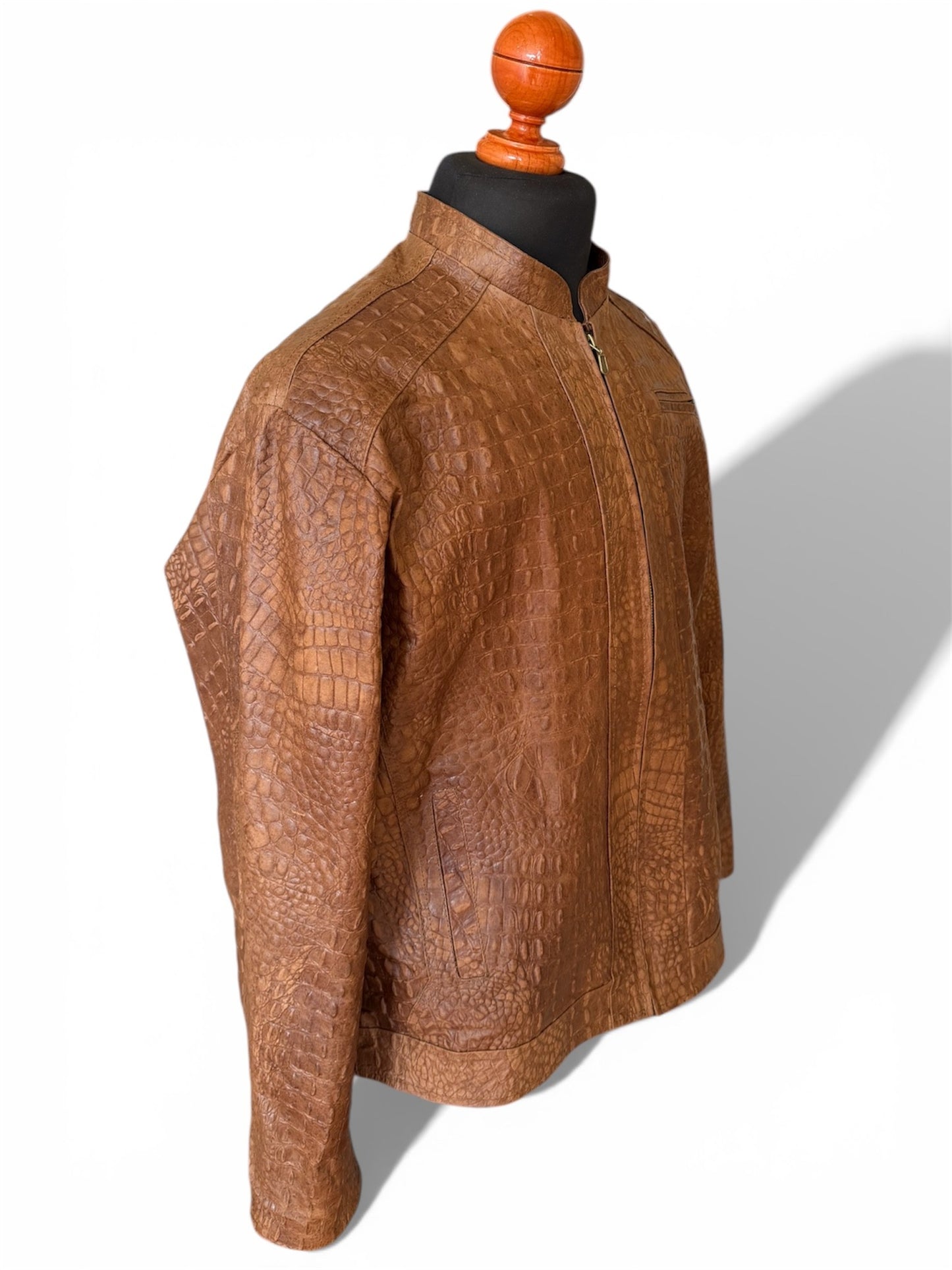 Crocodile Embossed Leather Jacket for Men los angeles