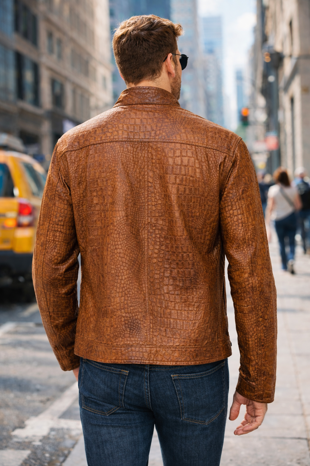 Crocodile Embossed Leather Jacket for Men near me