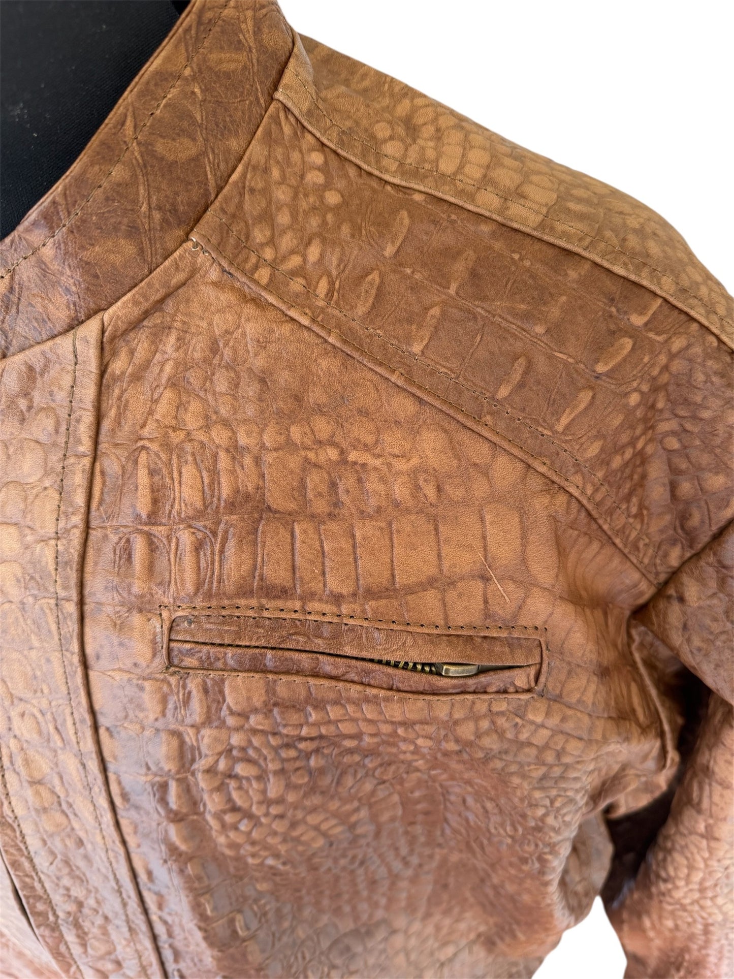 Crocodile Embossed Leather Jacket for Men new york