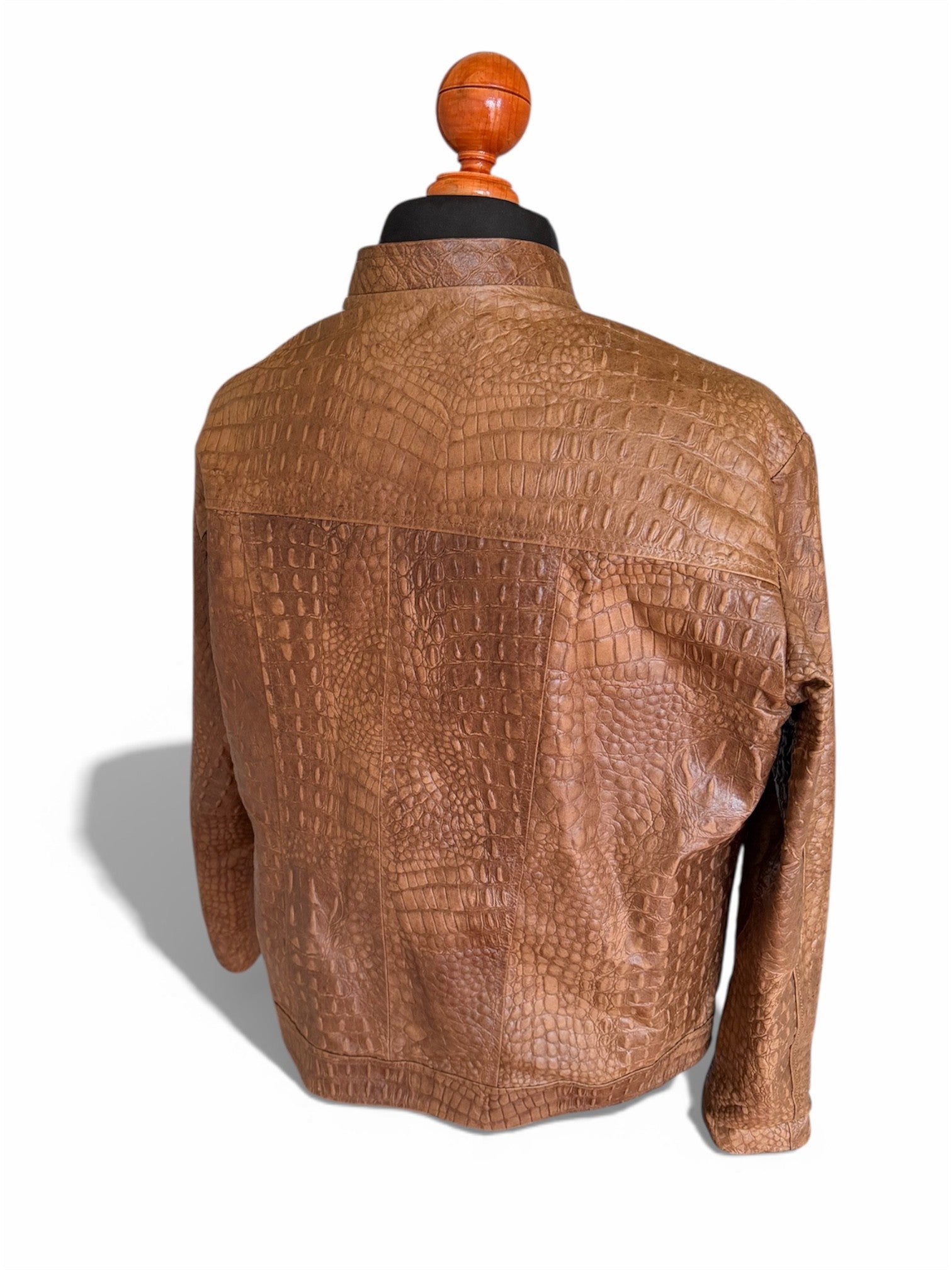 Crocodile Embossed Leather Jacket for Men texas
