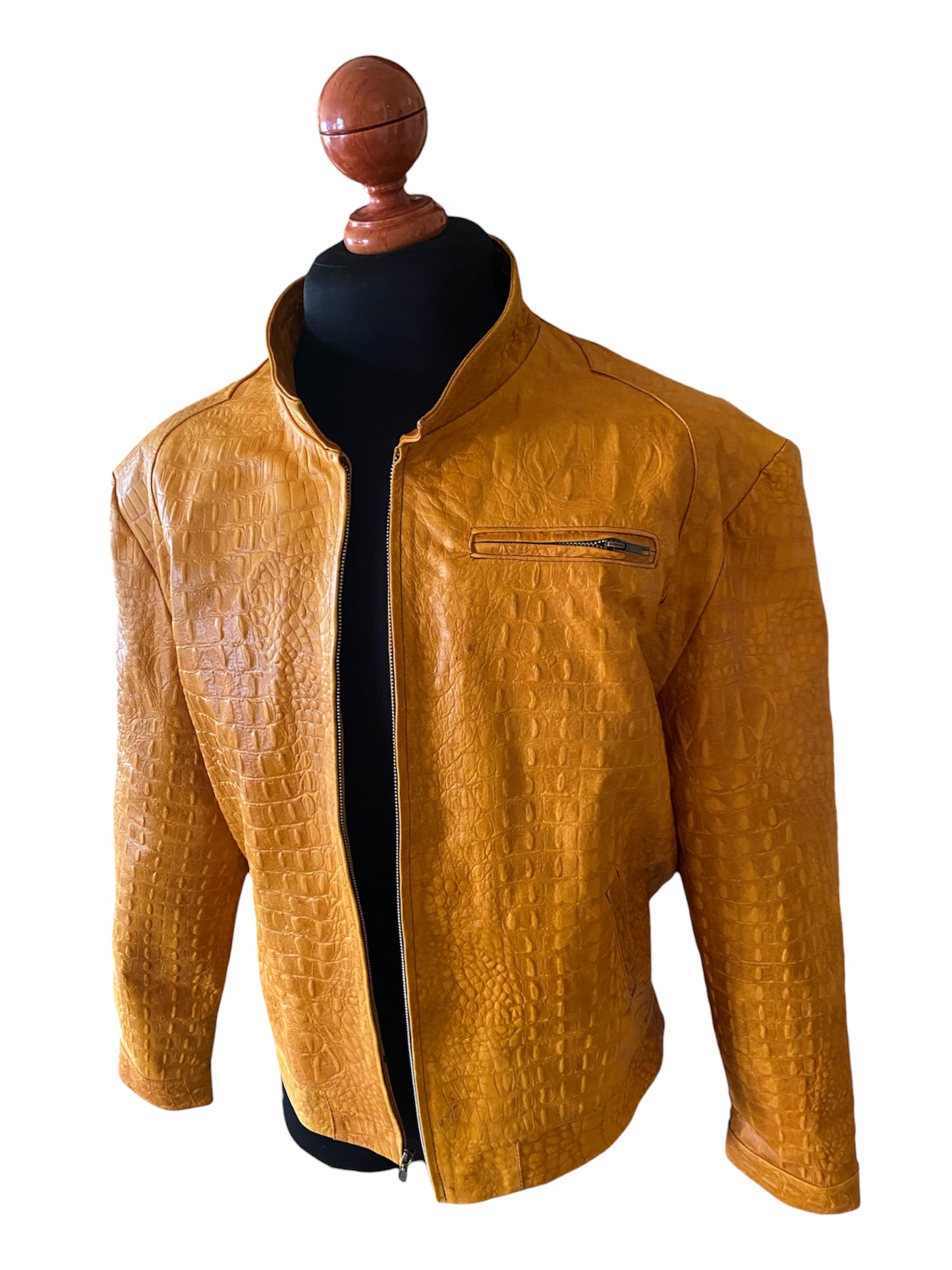 Crocodile Leather Jacket for Men – Custom Painted Leather Detail