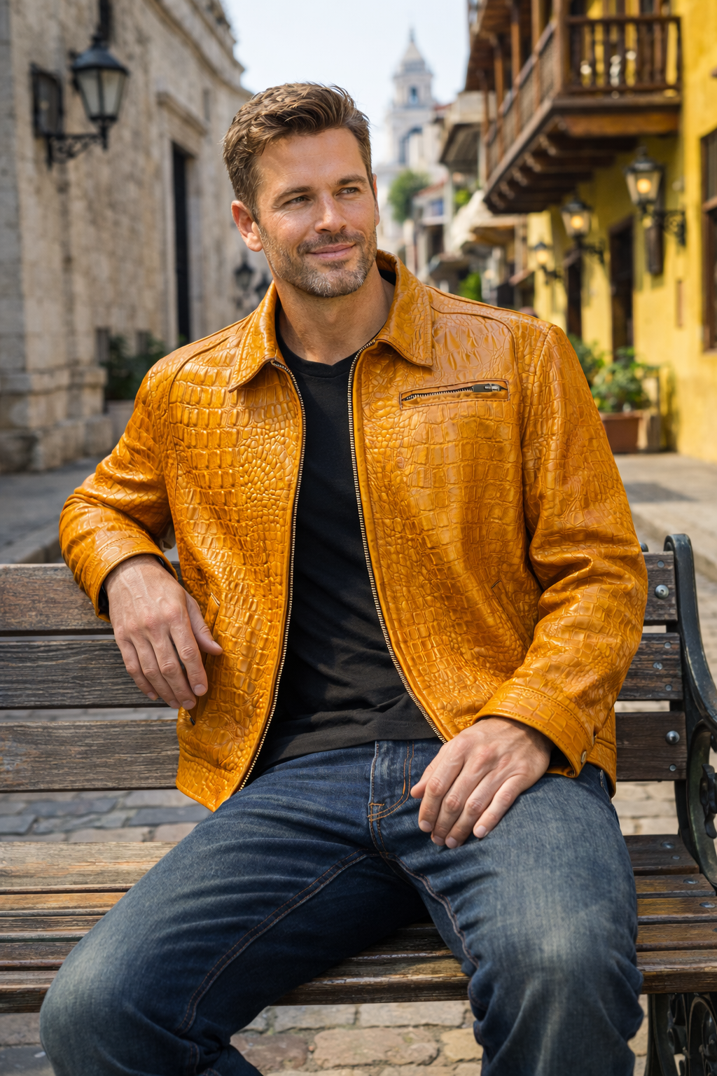 Crocodile Leather Jacket for Men – Premium Cowhide Leather Jacket