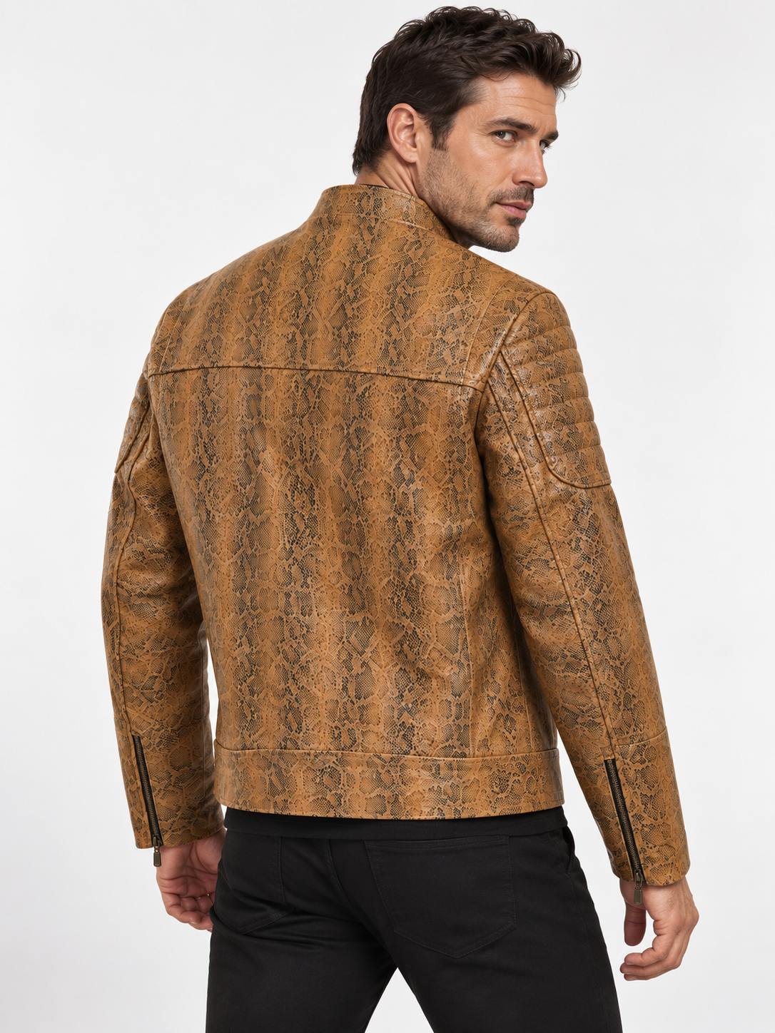 Rustic Python Texture Jacket for Men