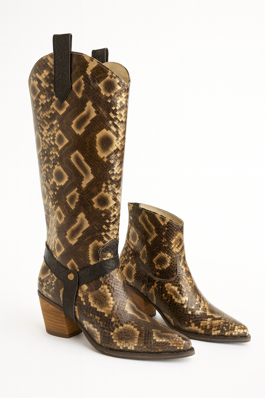 Premium Embossed Snake Leather Boots