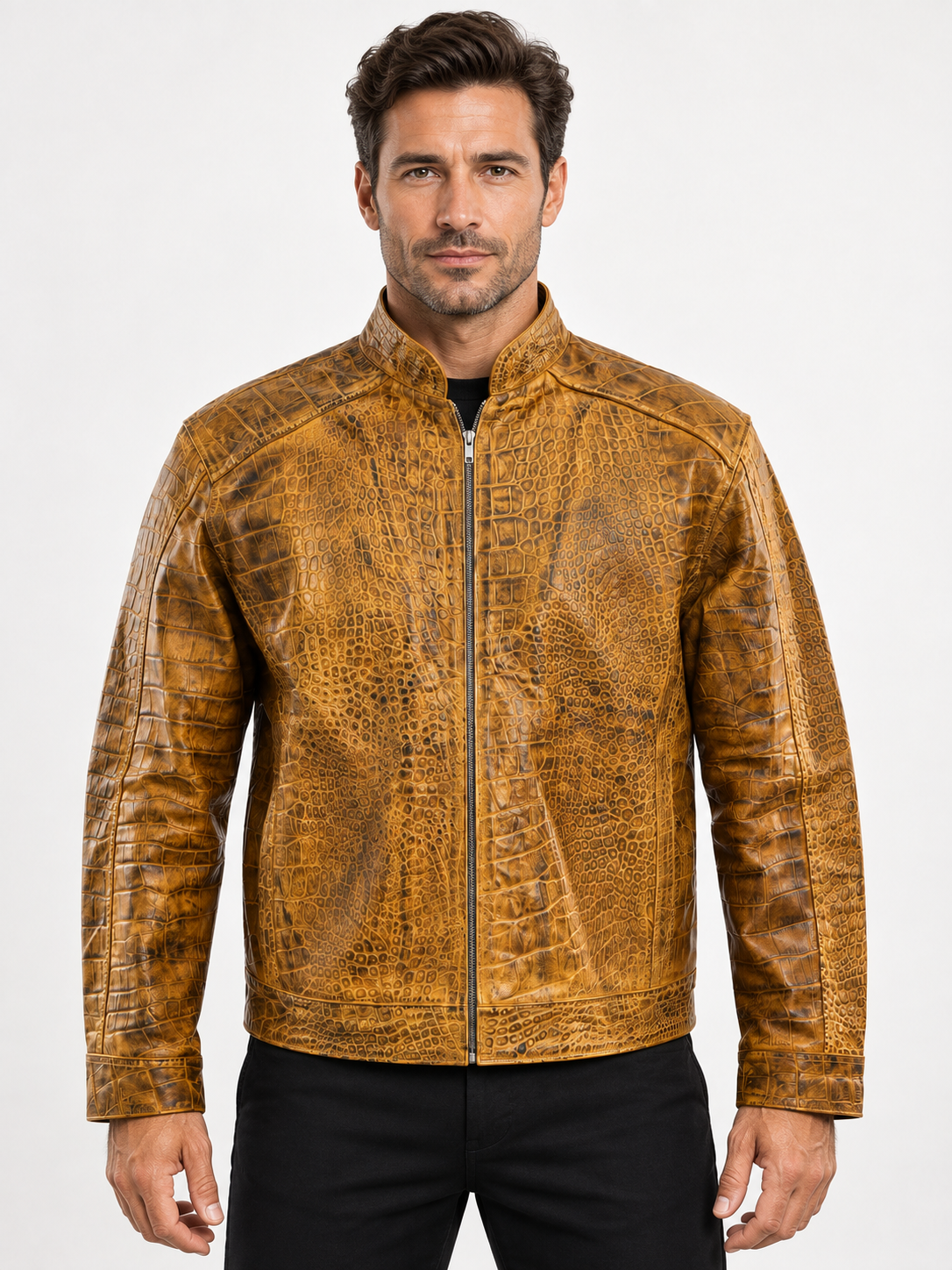 Men's Desert Ember Croc Leather Jacket