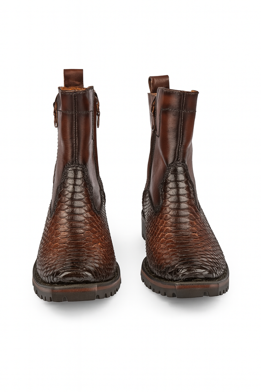 Genuine Reptile Leather Mid-Calf Boots