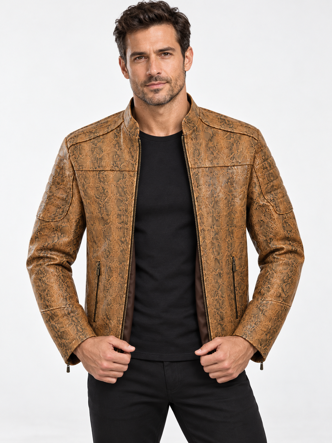 Rustic Python Texture Jacket for Men