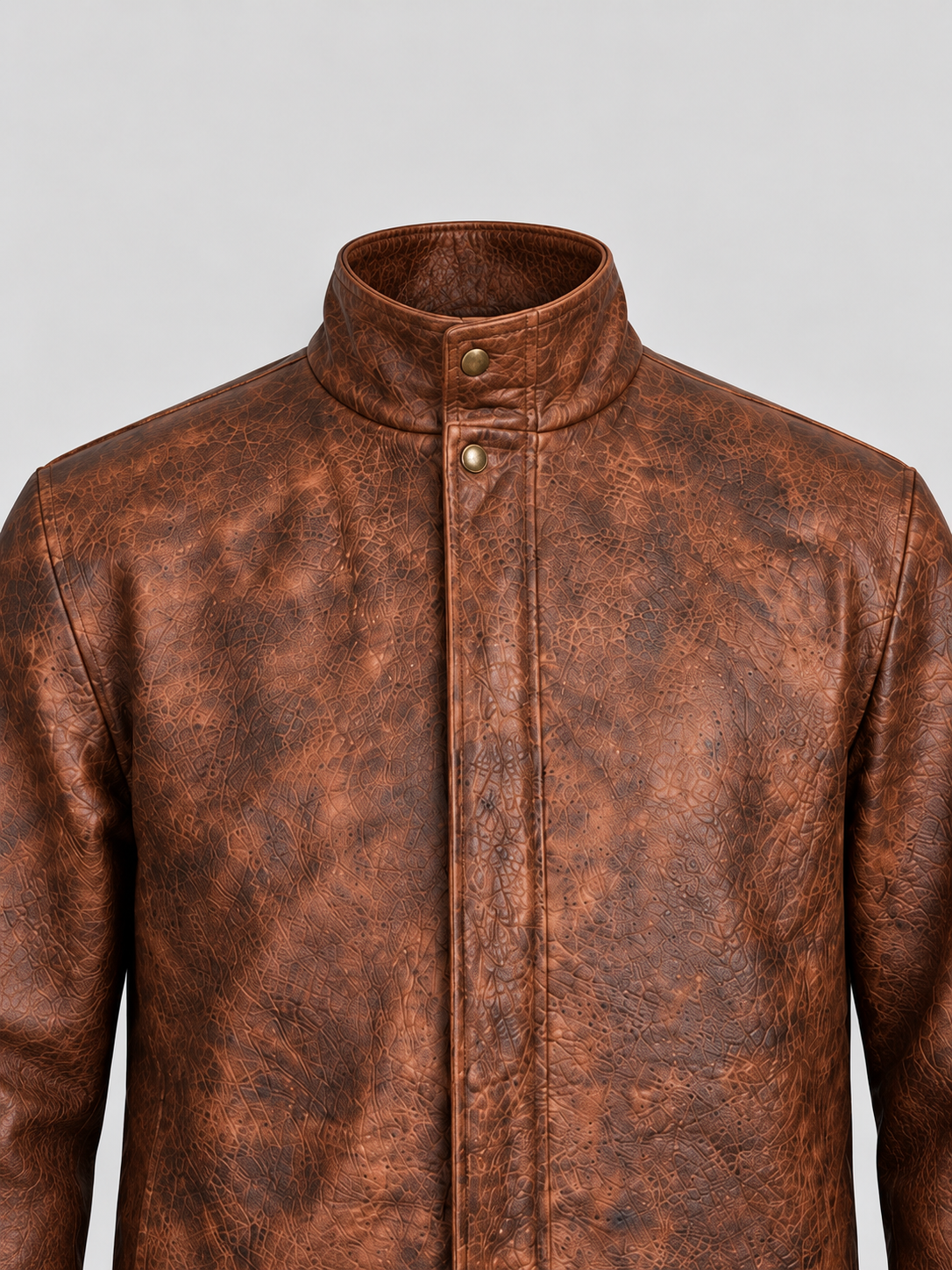 Men's Handcrafted Distressed Brown Leather Jacket — Hand-Finished Color & Texture