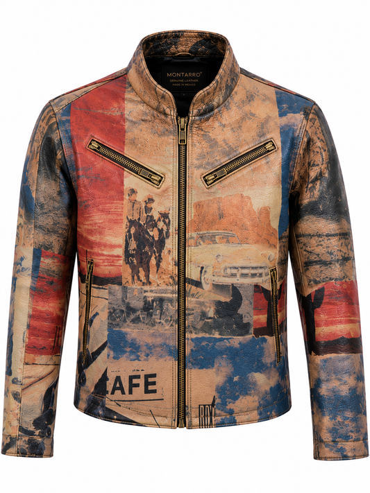 Boys’ Vintage Western Road Trip Genuine Leather Jacket