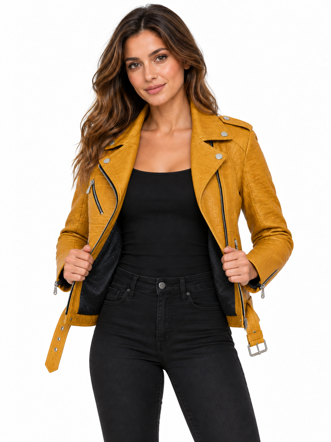 Women's Urban Edge Yellow Croc-Embossed Jacket