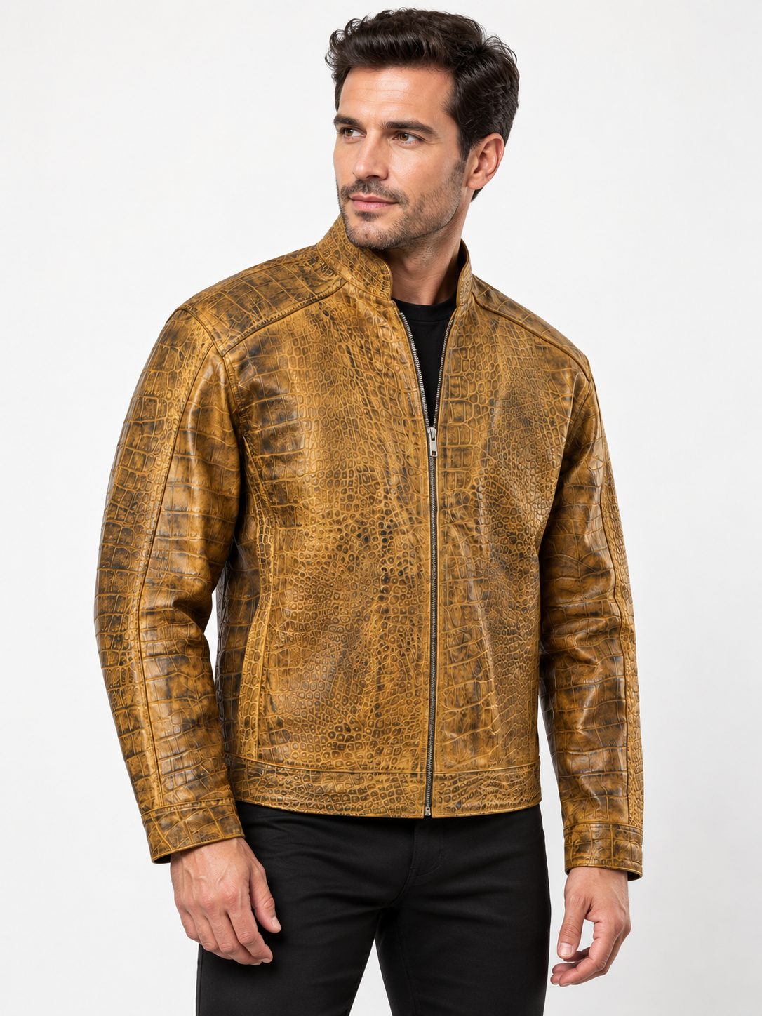 Men's Desert Ember Croc Leather Jacket