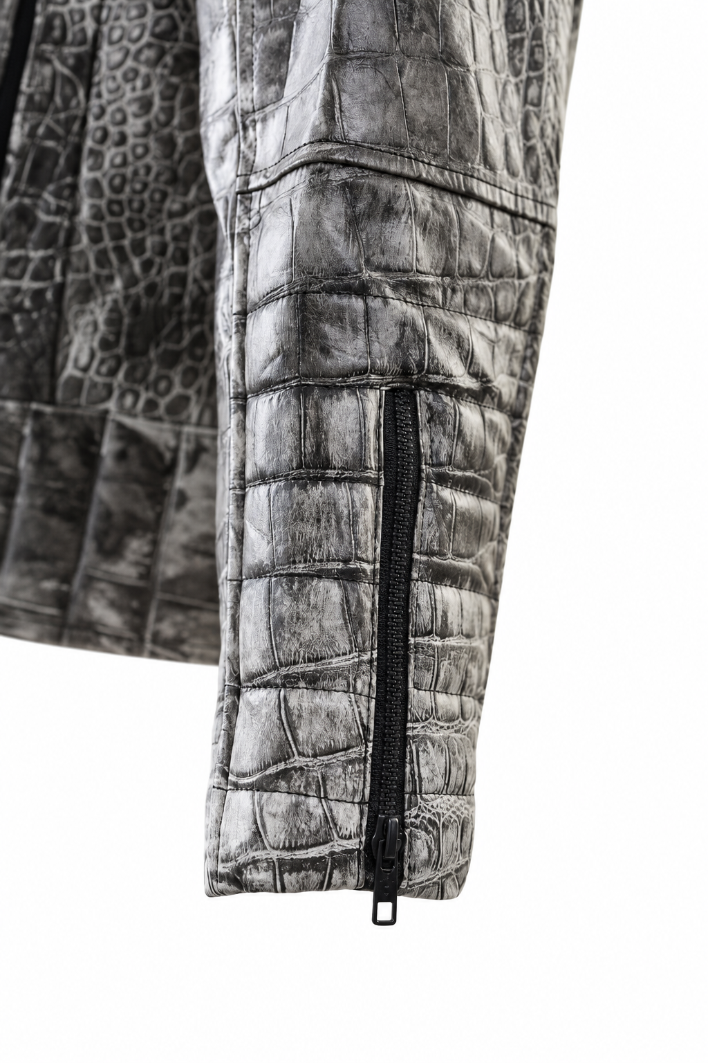 Men's Charcoal Embossed Crocodile Rider Jacket