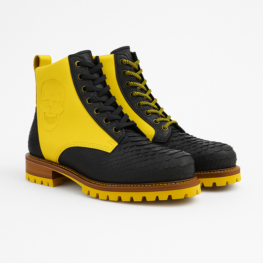 Two-Tone-Black Python & Yellow Leather