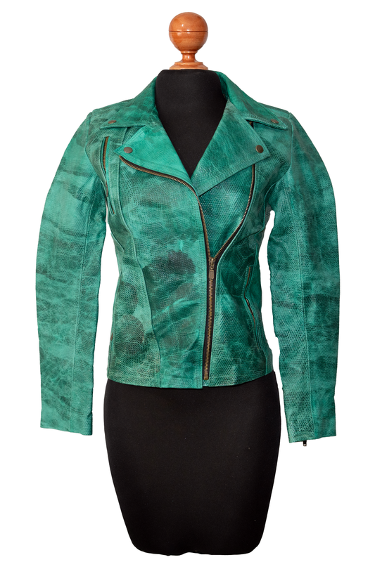 Emerald Rush Moto Jacket – Distressed Detail