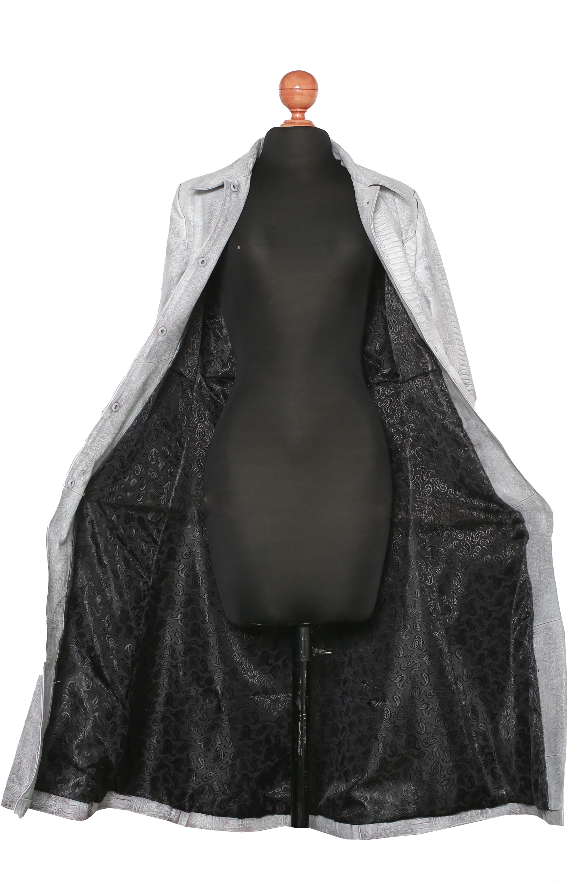 Fierce Grace Embossed Leather Overcoat texas