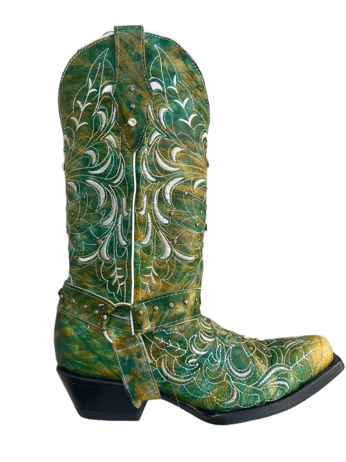 Green Handcrafted Leather Cowboy Boot denver