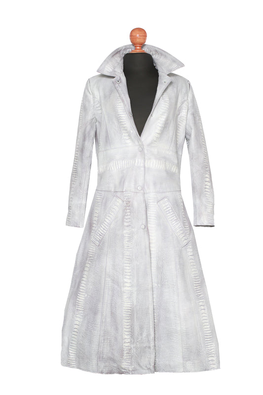 Fierce Grace Embossed Leather Overcoat