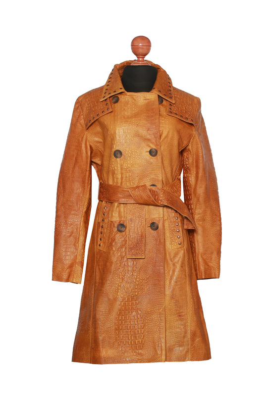 Embossed Croc Trench in Distressed Finish