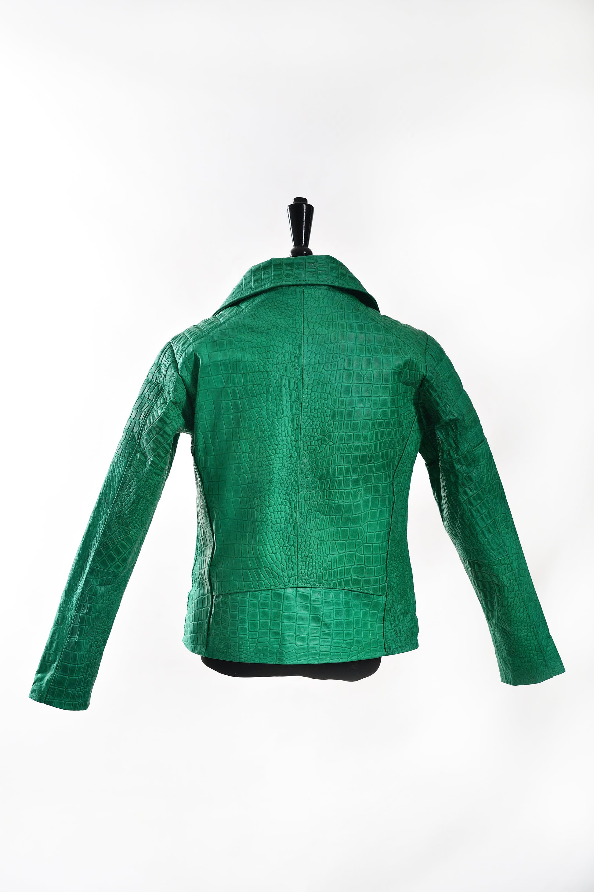 Kids Green Crocodile-Embossed Moto Jacket california