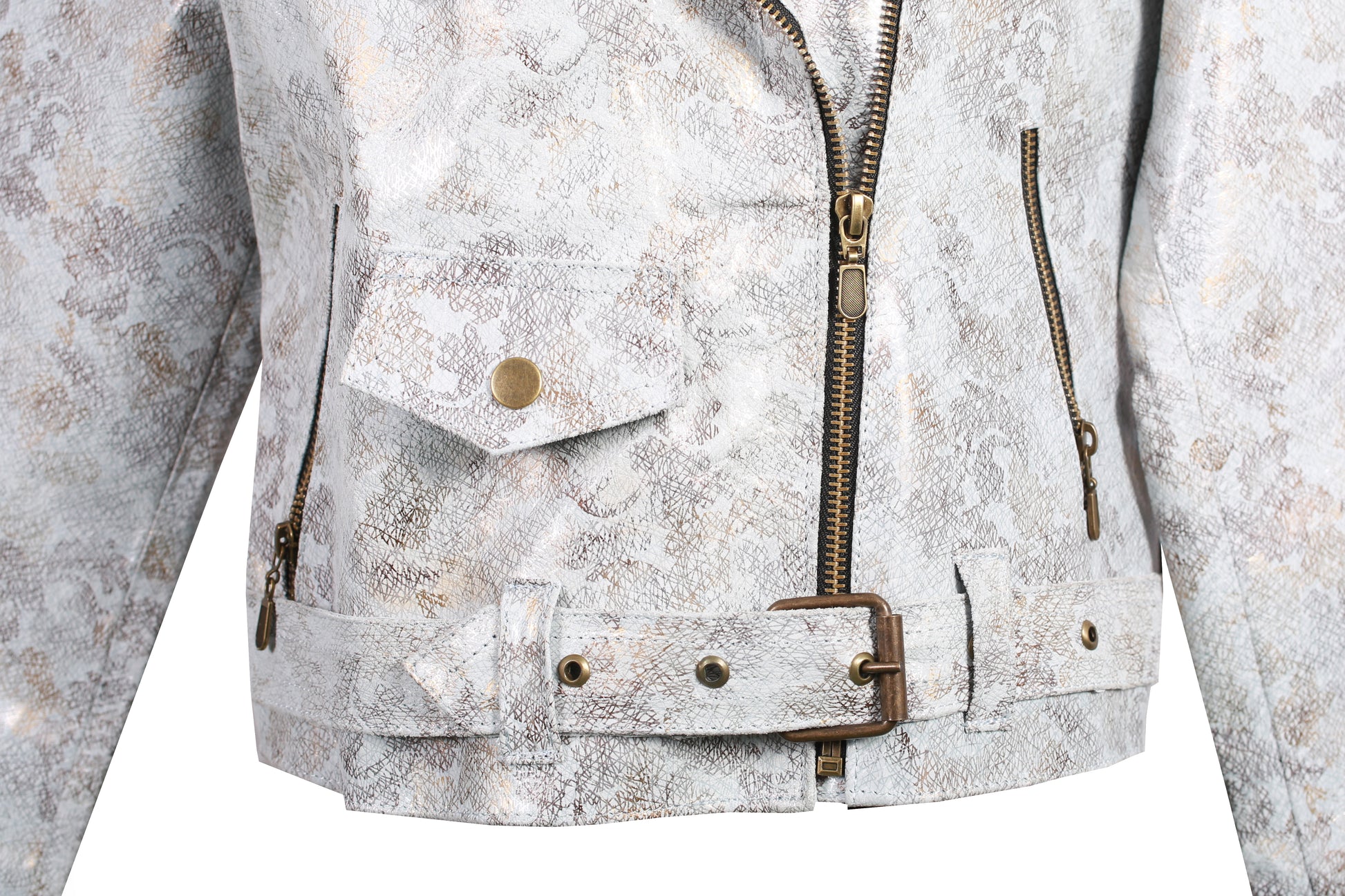 Kids Light Metallic Leather Jacket new york