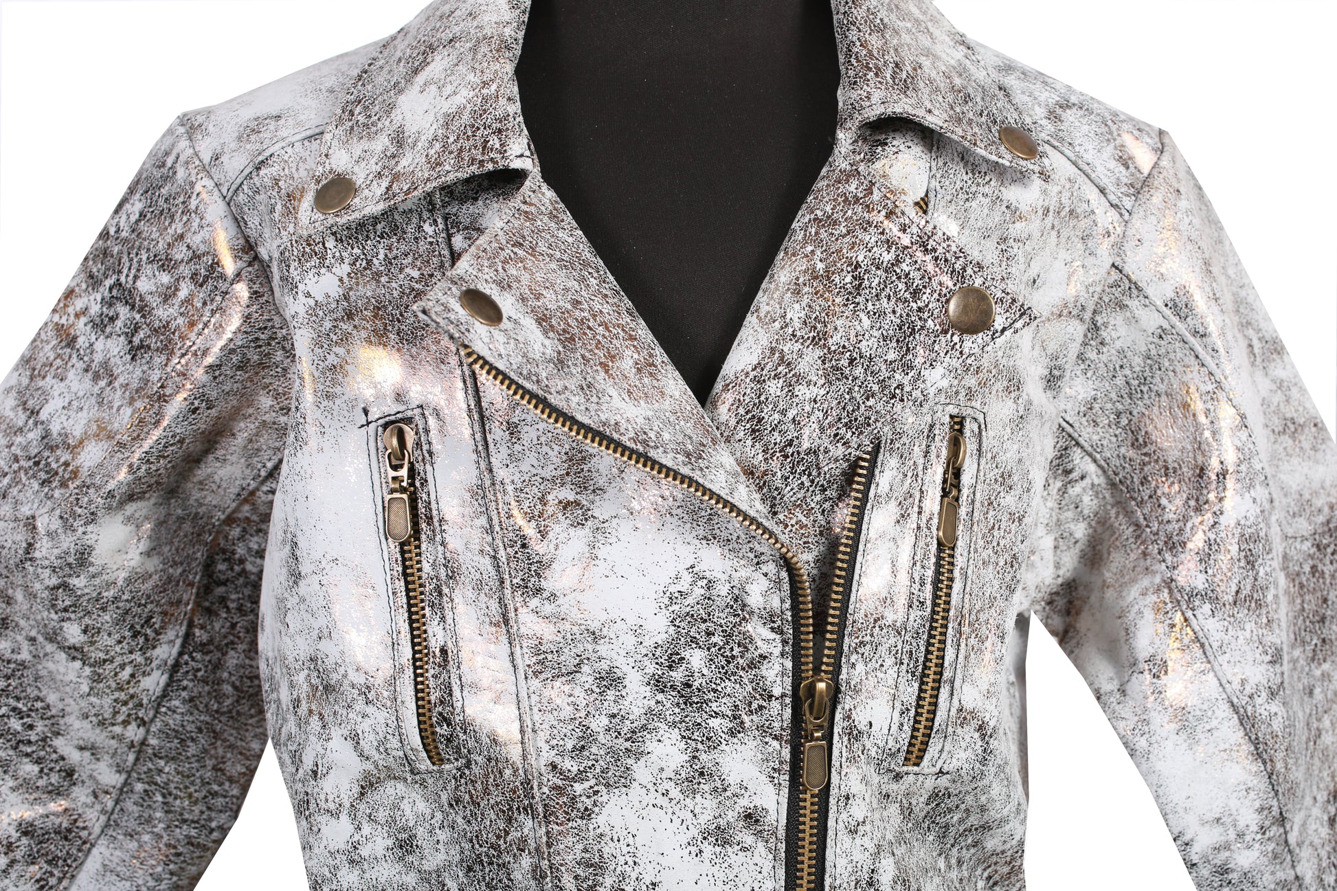 Kids Metallic Marble-Print Leather Biker Jacket new york