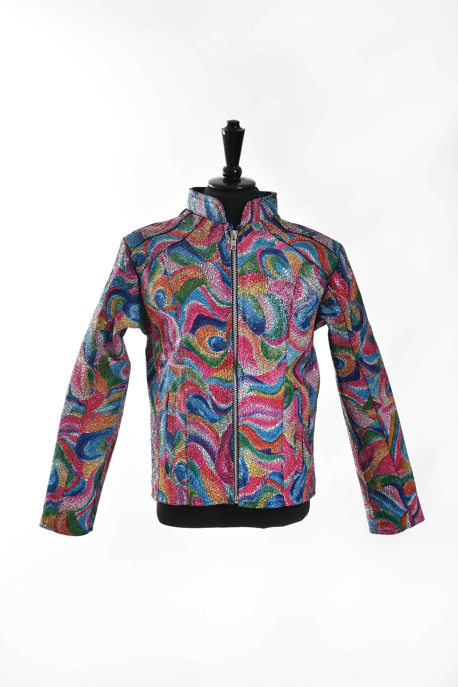 Kids Psychedelic Rainbow Swirl Leather Jacket